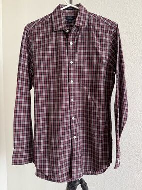 J. Crew Men's Plaid Button-Down Shirt - Red and Gray